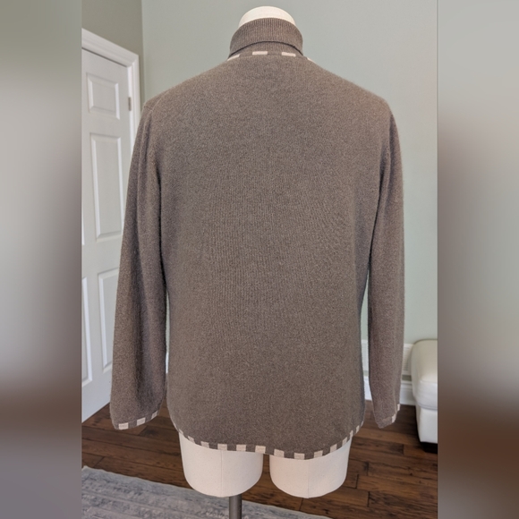 Women’s Light Taupe Cashmere Twin Set Cardigan & Turtleneck EU 46, Size L - Picture 2 of 15